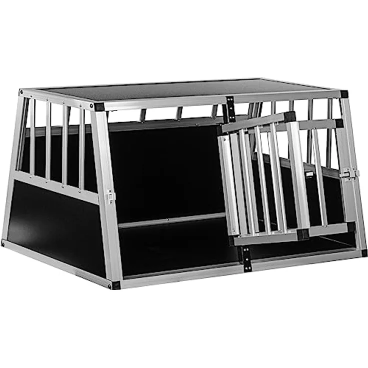 Petstuff Hundetransportbox schräge Frontseite und Rückwand 75°, Aluminium, robust, verschließbar, Größenwahl