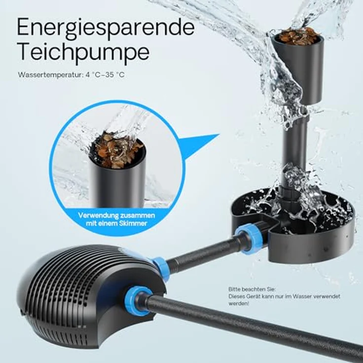 SunSun CTF-12000 SuperECO Teichpumpe 12.000 l/h / 100 W, energiesparende Filterpumpe, Bachlaufpumpe für Koiteiche, Umwälzpumpe, Gartenteichpumpe, blau – Bild 5