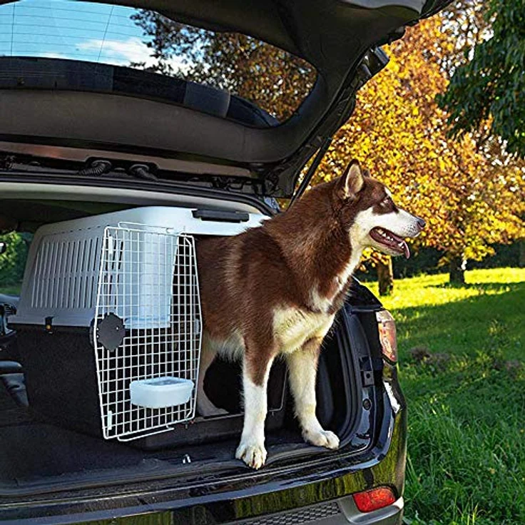 Ferplast Hundetransportbox Transportbox für mittelgroße Hunde ATLAS 60, Reisebox für Hunde, Sicherheitsverriegelung, Lüftungsgitter, 61 x 91 x h 68 cm Grau – Bild 3
