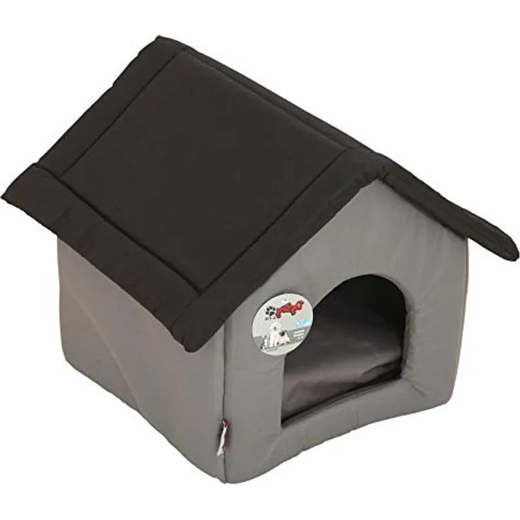 Dynamic24 Hundehütte Hütte Haus Haustier Höhle Katzen Bett Katzenhöhle Hundekorb Hundebett grau schwarz