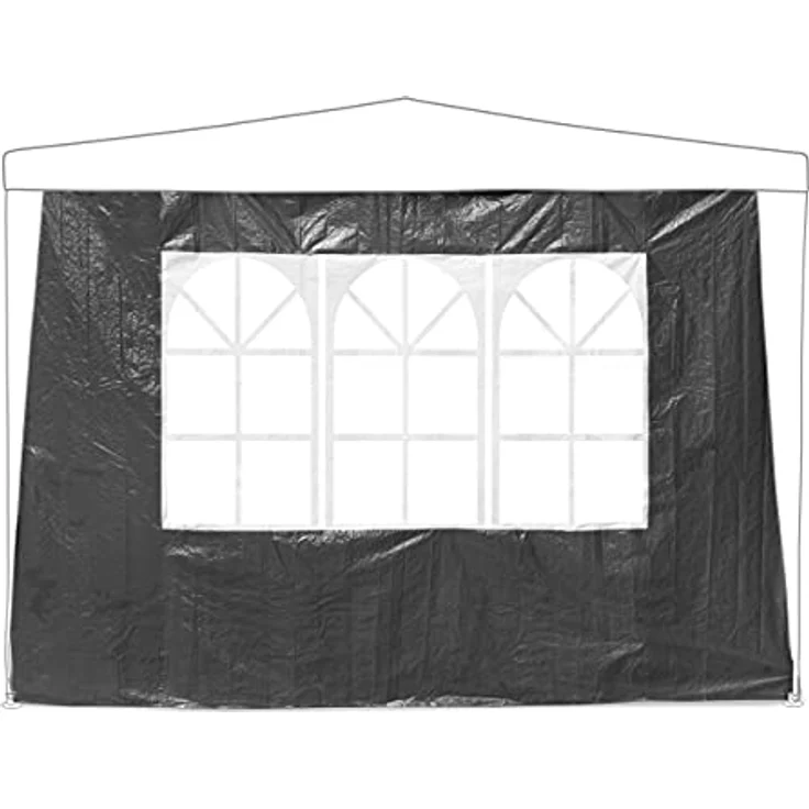 relaxdays Pavillonseitenteil 4er-Set, grau, Seitenwände mit Reißverschluss und Fenster, 300x200 cm – Bild 7