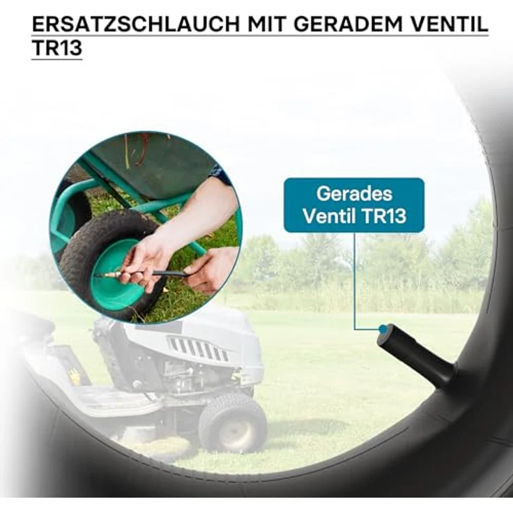 Wiltec - Schlauch für Rasenmäherreifen 16 x 6.50 - 8 mit geradem Ventil zur Selbstmontage – Bild 5