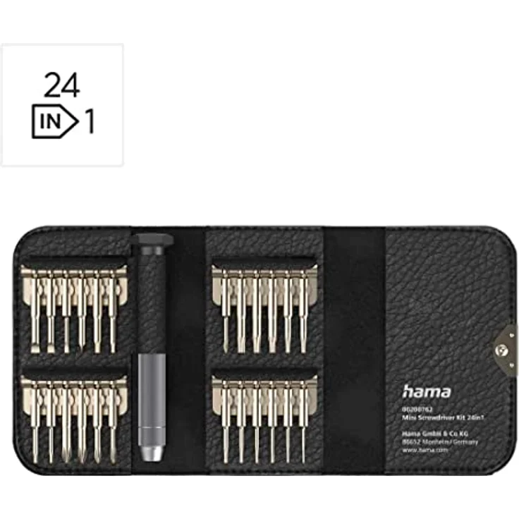Hama Feinmechaniker Schraubendreher Set Mini (u.a. Kreuzschlitz, Schlitz, Torx Reparatur-Set magnetisch für Brille, Uhr, Laptop, Tablet, Handy, Kamera, Modellbau) Screwdriver, Werkzeugset 25-teilig – Bild 2