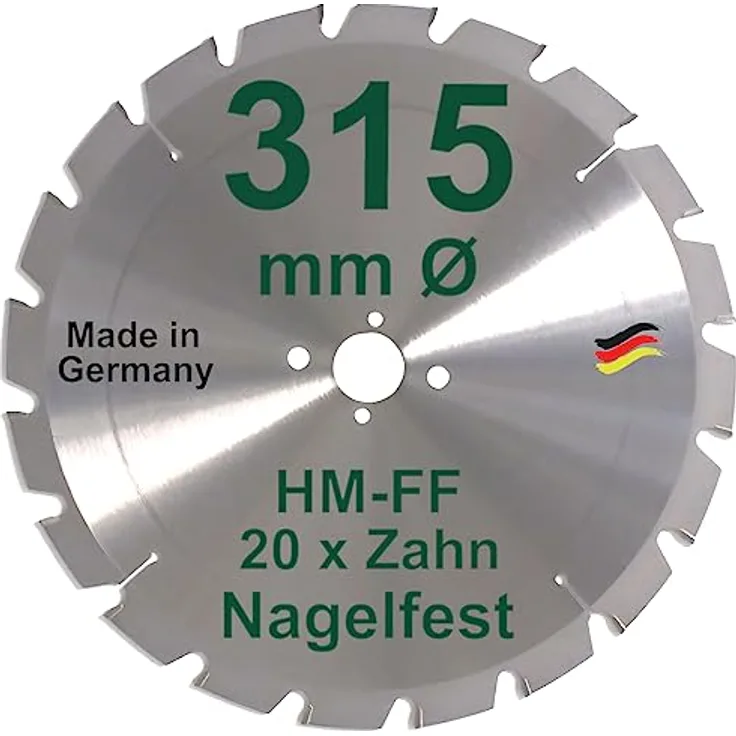 HM Sägeblatt 315 x 30 mm NAGELFEST FF Hartmetall FSP Kreissägeblatt 315mm für Bauholz Brennholz Schalholz Leimholz zum Sägen mit Wippsäge Tischkreissäge Kreissäge Kappsäge Brennholzsäge Tischsäge