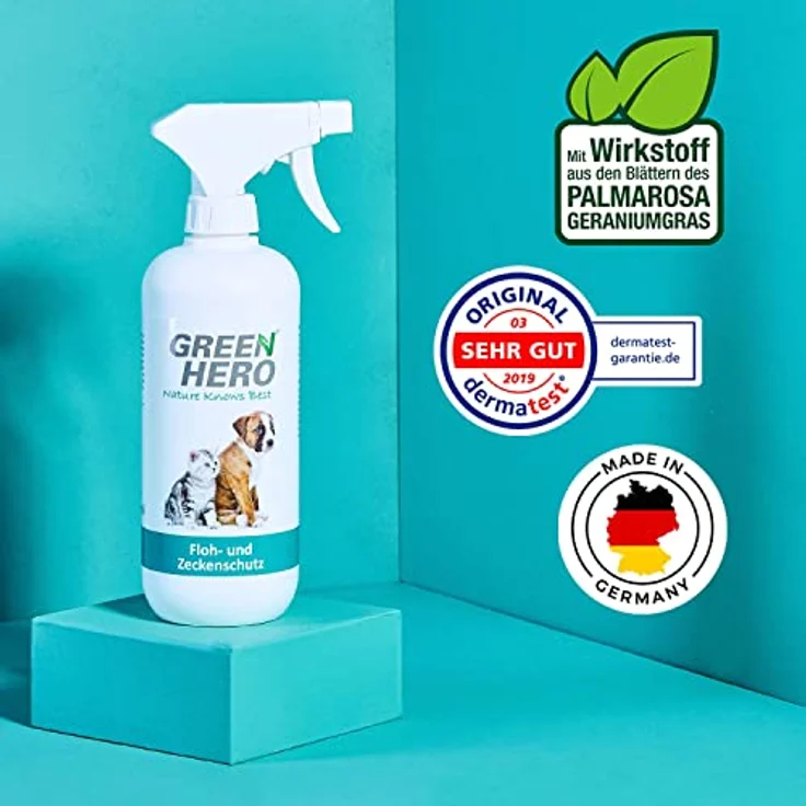 Green Hero Floh- und Zeckenschutz 500 ml das Zeckenspray und Flohmittel für Hunde und Katzen, effektives Flohspray für die direkte Anwendung auf dem Tier bei akutem Befall oder zum Schutz – Bild 3