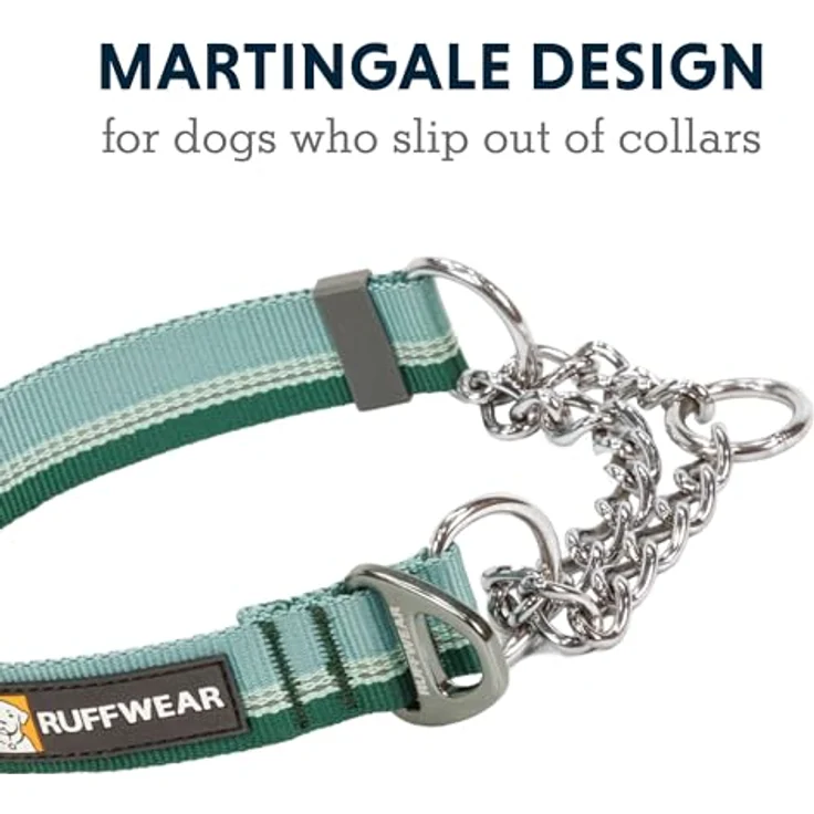 RUFFWEAR Chain Reaction Hundehalsband, verstellbar, kein Ziehen, Hundehalsband und Hundetrainingshalsband, Aluminium-D-Ring & begrenzter Schnur, reflektierendes Hundehalsband River Rock Green 14"-20" – Bild 3