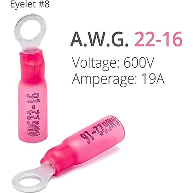 Wirefy Rote Ringkabelschuhe Schrumpfverbinder M4, 150 Stück, Lötfreie Quetschverbinder für 0,5-1,5 mm², hohe Korrosionsbeständigkeit und starke Crimps – Bild 2