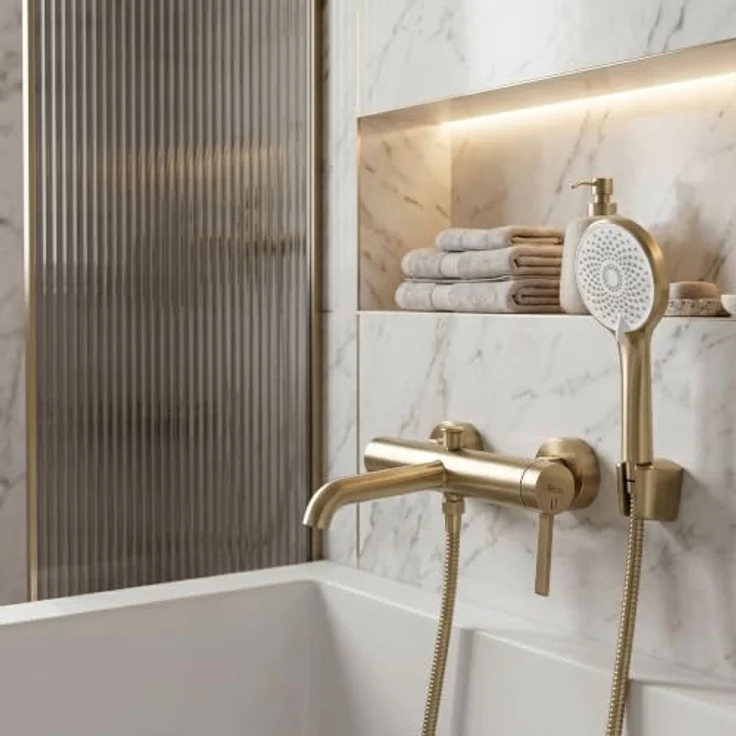 wohnwerk.idee Wannenarmatur Badewanne, Handbrause Set in Titan, Schwarz und Chrom Matt, moderne Gestaltung mit langlebiger Keramikkartusche – Bild 5