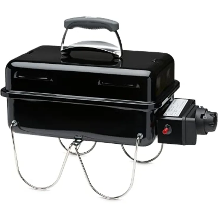 Weber Go-Anywhere, tragbarer Gasgrill mit 2100 W, 1 Zone, porzellanemaillierter Deckel, zuverlässige Zündung