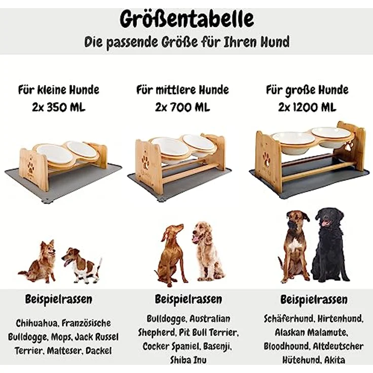 Premium Hundenapf Keramik höhenverstellbar, 1200ml pro Napf, Perfekter Futternapf für Ihren Hund, ideal für große Hunde, Näpfe mit Futterstation aus Bambus - Preisvergleich – Bild 5