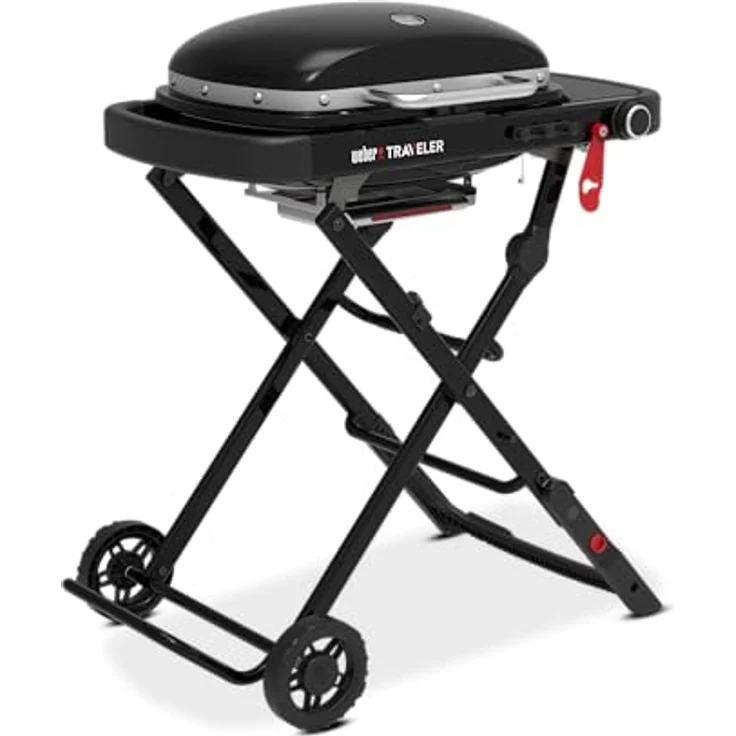 Weber Traveler Compact Gasgrill, 1 Brenner, 52 x 36cm Grillfläche, portabler Outdoor BBQ, mit Deckelthermometer - Schwarz – Bild 3