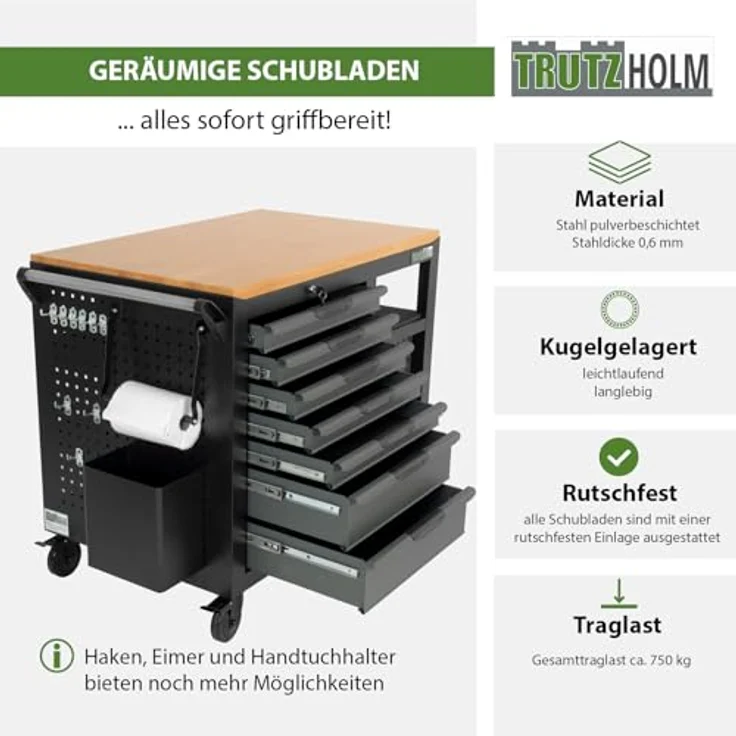 TRUTZHOLM Werkstattwagen Werkstattwagen Jumbo XXL unbestückt 11 Schubladen Stahl Anthrazit, XXL Jumbo – Bild 4