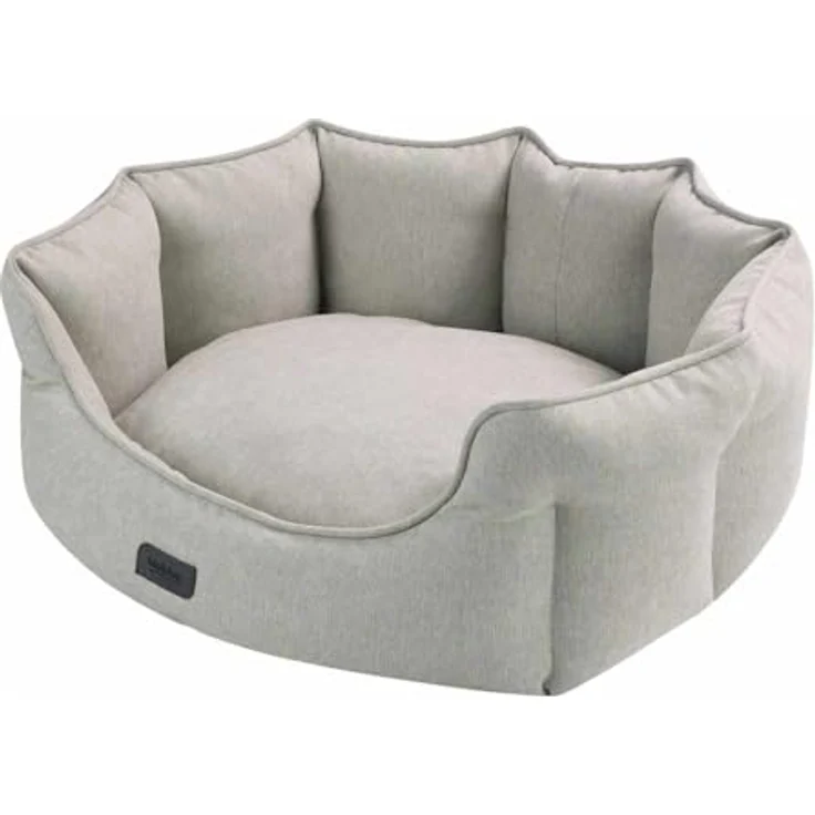 Nobby Komfort Bett oval VALEA, kuschelig weiches Tier-Schlafplatz mit Viskose-Wendekissen, beige, 45 x 40 x 19 cm – Bild 1