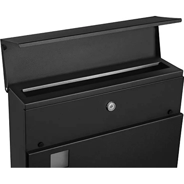 SONGMICS Moderner Briefkasten mit Zeitungshalter, Deckel, abschließbar, Schwarz GMB052B01 – Bild 5