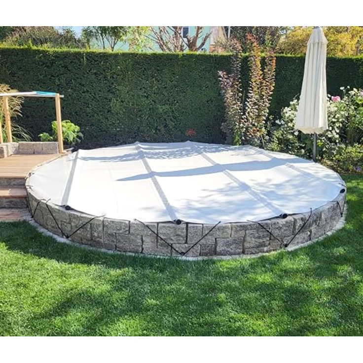 SafeDeluxe Runde Pool-Abdeckplane, Maßanfertigung aus 680 g/m² PVC, reißfest und wasserfest, ohne Stangen, 17 Farben verfügbar – Bild 8