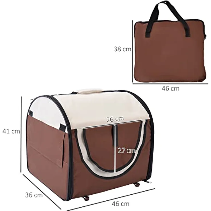 PawHut Stabile, faltbare Transporttasche für kleine Hunde, Welpen, Katzen und andere Kleintiere! Größe S – Bild 3