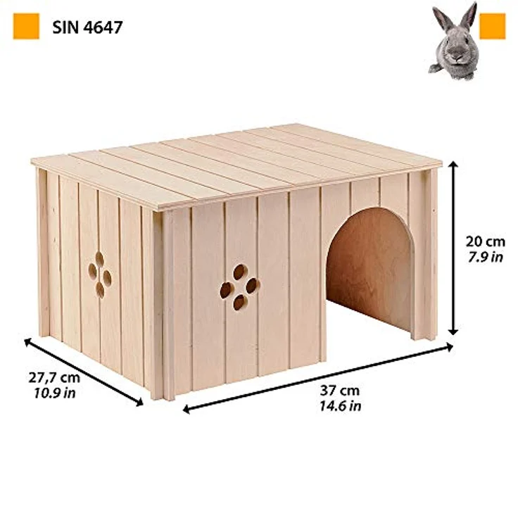 Ferplast 84647099 Kaninchenhaus SIN 4647, aus Holz, Maße: 37 x 27,7 x h 20 cm – Bild 2