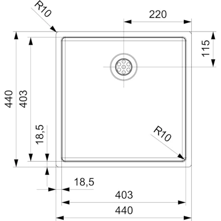REGINOX Edelstahlspüle NEW YORK 40x40 KG-CC, hygienische Spüle ohne Überlauf, für ab 50 cm Schrankbreite, Edelstahl Seidenglanz – Bild 2