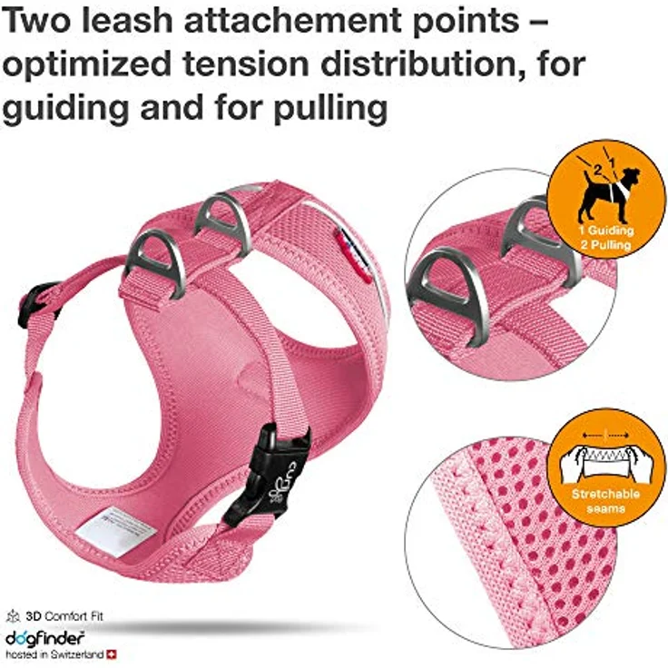 Curli Basic harness Air-Mesh Pink M (Hund), Halsband + Leine – Bild 3