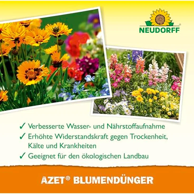 Neudorff Azet Blumendünger Bio, 1L flüssig, 100% organisch und vegan für 200L Gießwasser, ideales Balkon- und Zimmerpflanzendünger mit Dosierbecher – Bild 4