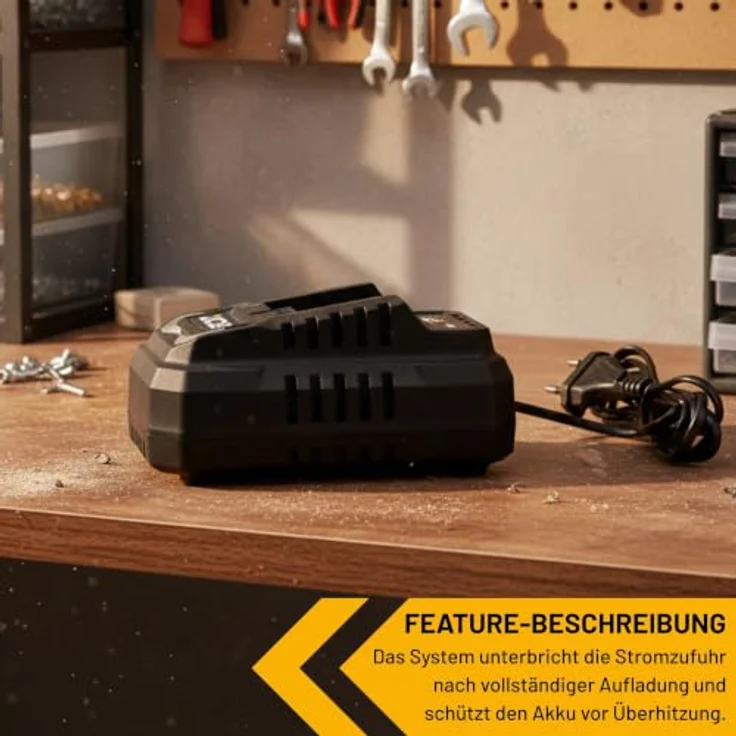JCB Professional Schnellladegerät JCB-18FC-45, 18V 4,5A für Li-Ion Akkus, intelligente Ladesteuerung, Überladeschutz, kompakt und robust – Bild 2