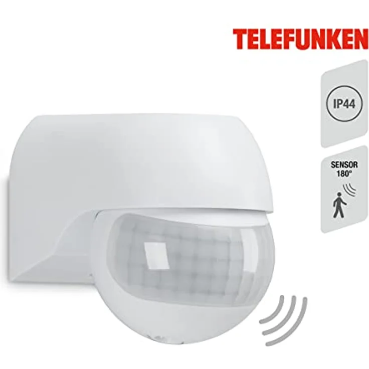 TELEFUNKEN - Bewegungsmelder, Bewegungssensor 180°, Reichweite max. 12m, inkl. Zeiteinstellung, max. 2.000 Watt, IP44, Weiß, 77x55x70mm (LxBxH) – Bild 2