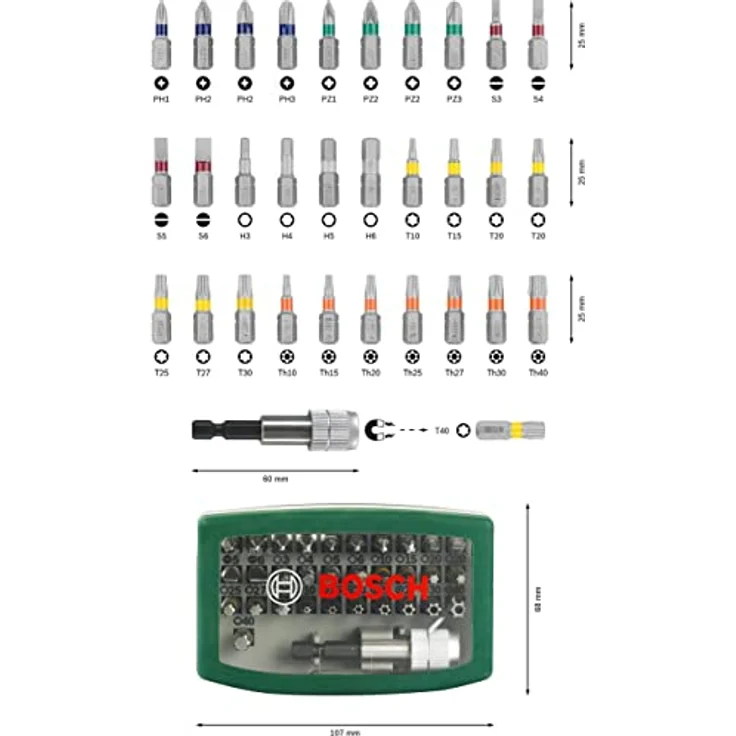 Bosch 32tlg. Bit Set (Zubehör für Elektrowerkzeuge und Handschraubendreher) – Bild 3