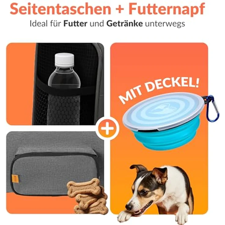 Cadoca Tiertransportbox, Faltbare Transporttasche für Hunde und Katzen, grau, mit wendbarem Liegekissen und Sonnenschutz – Bild 7