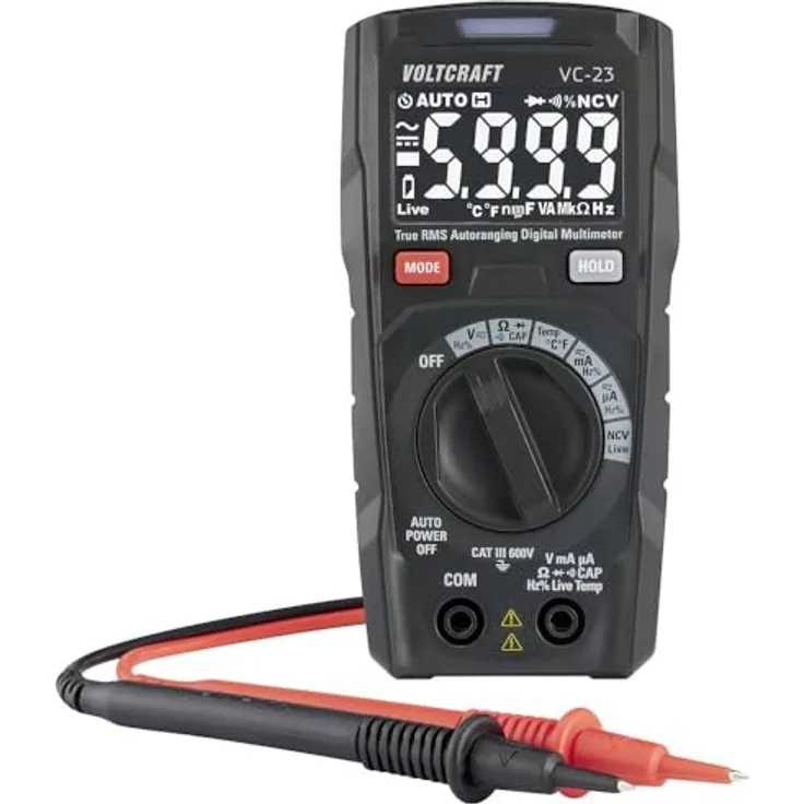 Voltcraft VC-23 Hand-Multimeter digital CAT III 600 V, 6000 Counts, blaues Display