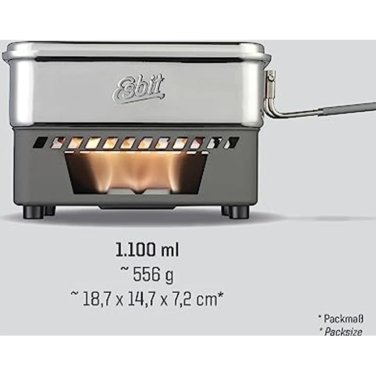 Esbit Campingkocher CS1100HA, Edelstahl Kochtopf mit 1100 ml Volumen, kompakt und transportabel – Bild 4
