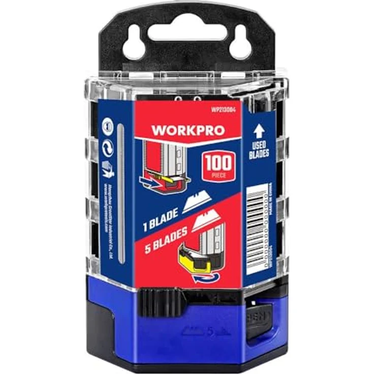 WorkPro WP213004, Cuttermesser mit 100 SK2 Universalmesserklingen und Restklingenanzeige, innovatives Design – Bild 2