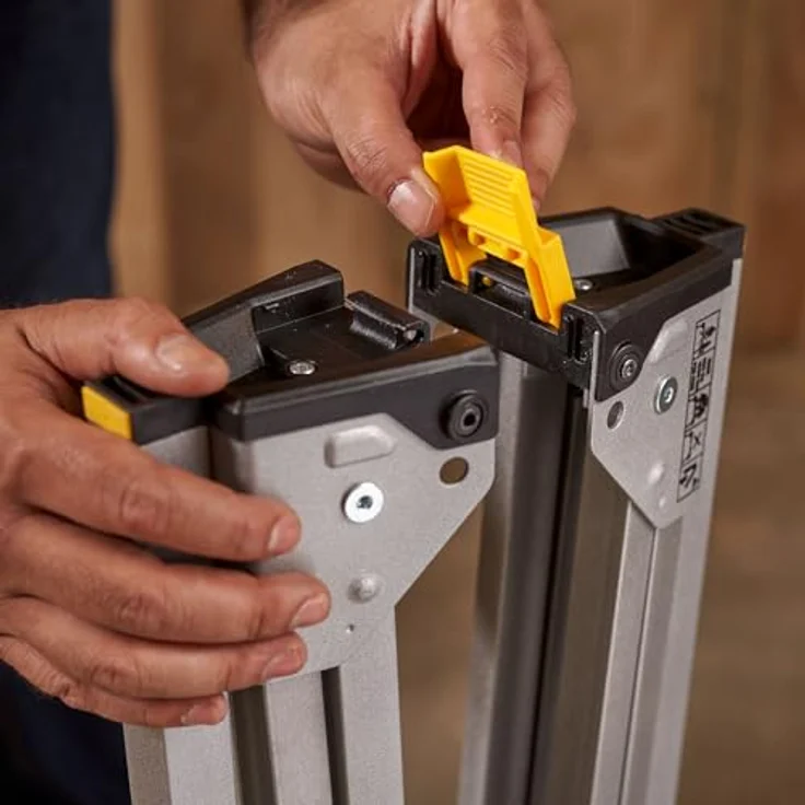 STANLEY Gerüst STST81337-1, klappbarer Aluminium-Arbeitsbock, bis 450 kg belastbar, Zwillingspack mit Metallschiene, rutschfeste Gummiauflage – Bild 5