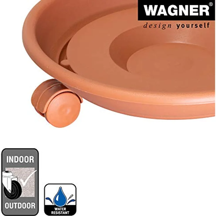 WAGNER Pflanzenroller Serie K Ø 27,5 cm I Pflanzenroller & Blumenroller für Außenbereich + Innenbereich, Terracotta I Kübelroller aus Kunststoff I Tragkraft 30 kg I Made in EU ? 20102101 – Bild 4