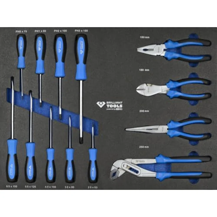 BRILLIANT TOOLS Werkstattwagen 7 Schubladen, bestückt mit 347 Profi-Werkzeugen, 470x770x975 mm – Bild 7