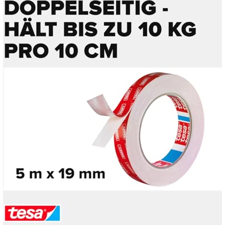 tesa Powerbond Ultra Strong Montageband - Doppelseitiges Klebeband für eine besonders starke und dauerhafte Befestigung ohne Bohren - 5 m x 19 mm - Preisvergleich – Bild 3