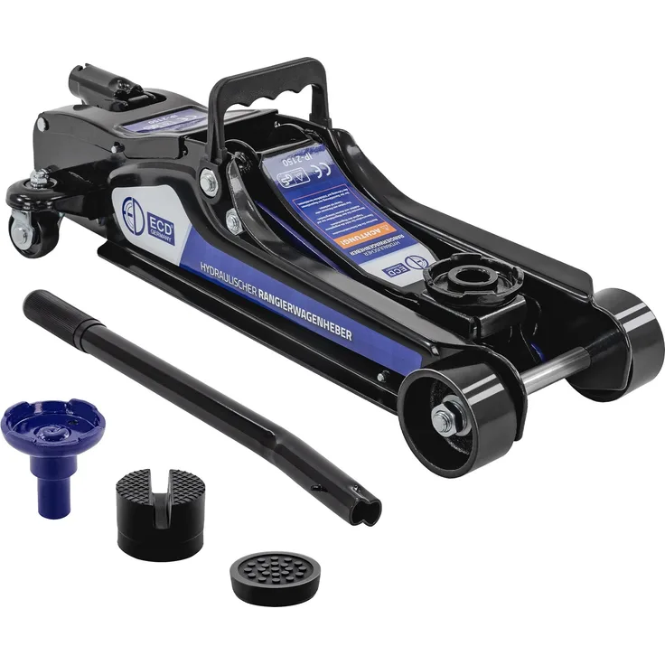 ECD Germany Wagenheber hydraulisch 2,5T, 80-36 mm, Gummiauflagen & SUV-Adapter, schwarz