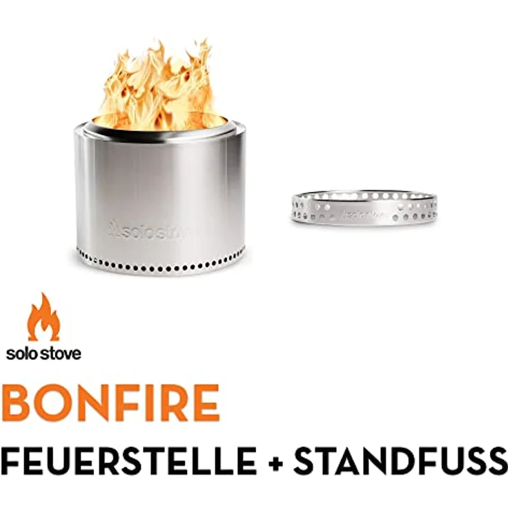 Solo Stove Feuerschale „Bonfire“ 1.0 - Outdoor-Kamin aus Edelstahl, mit Standfuß, raucharm - Tragbare Feuerstelle für Terrasse, Garten - Feuertonne, Holzofen, Feuerkorb - ⌀ 49,5 cm, Höhe 44,5 cm – Bild 2