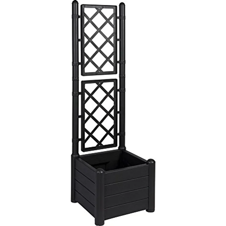 Kreher Rankgitter, Spalier mit Pflanzkasten aus robustem Kunststoff in Anthrazit/Grau. Maße BxTxH in cm: 43 x 43 x 142 cm. Topp für Garten, Terrasse und Balkon! – Bild 1