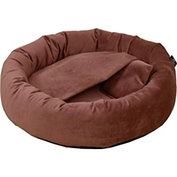 Rohrschneider Hundekissen Kuschelhöhle Denver Samt S-M-L mit Hundekotbeutelset (L, Rosé) - Vielseitiges Hundebett aus hochwertigem Samtstoff – Bild 3