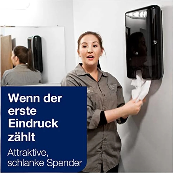 Tork Xpress H2 Papierhandtuchspender, Interfold, hohe Kapazität, schwarz, mit Sichtfenster und Überfüllungsschutz – Bild 8