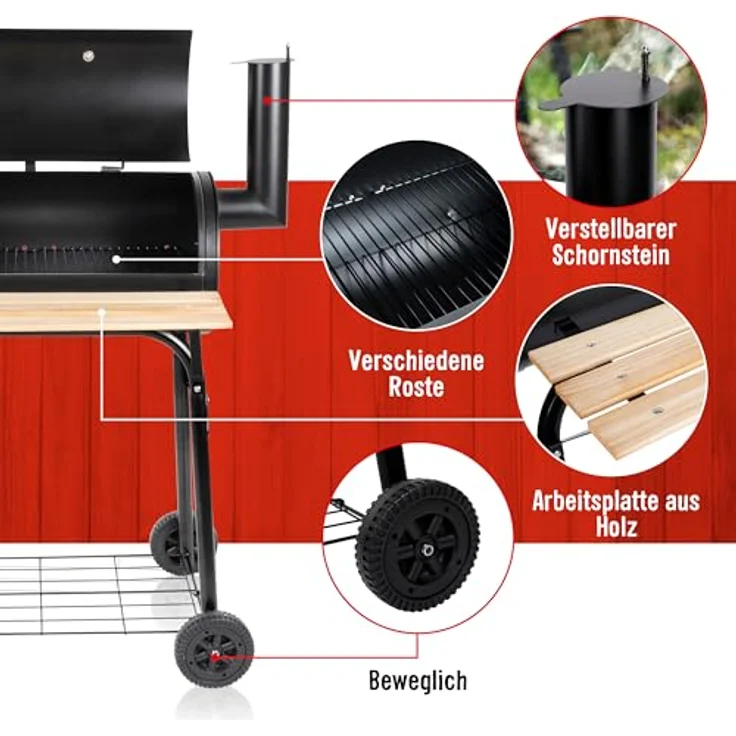 BBQ Collection, Holzkohlegrill, Grill smoker (104 cm) – Bild 4