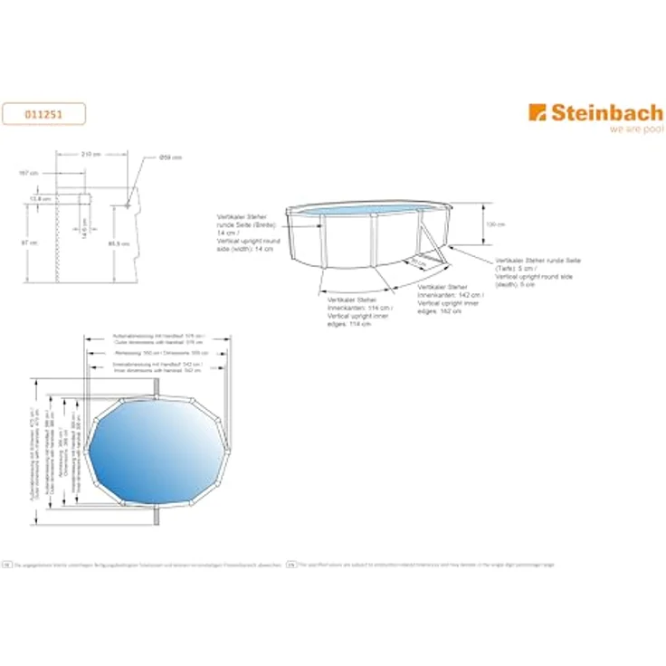 Steinbach Stahlwandpool Set Nuovo weiß, 550 x 366 x 120 cm – Bild 6