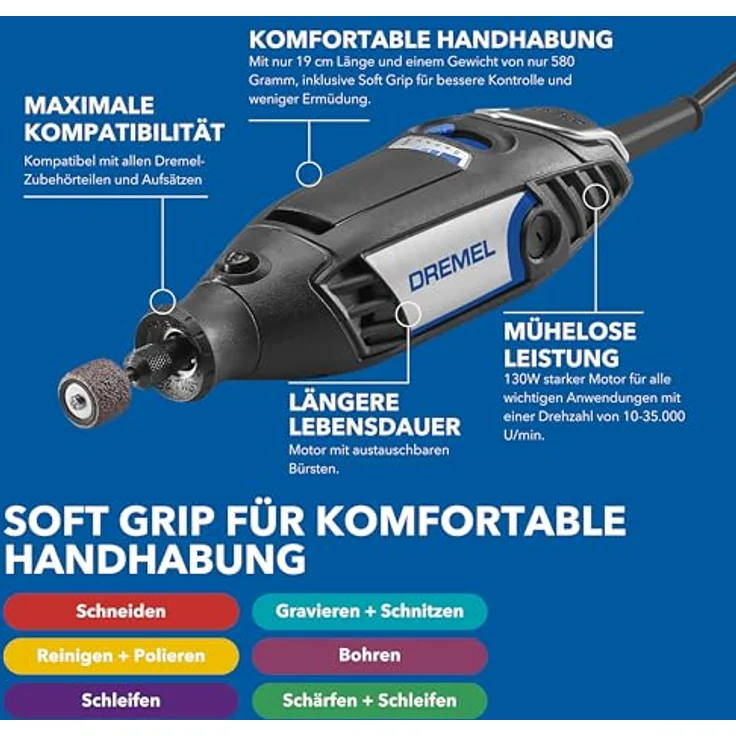 DREMEL 3200-1/90 Multitool, Akku-Multifunktionswerkzeug mit 130-Watt-Motor und 90-tlg. Zubehörset – Bild 3