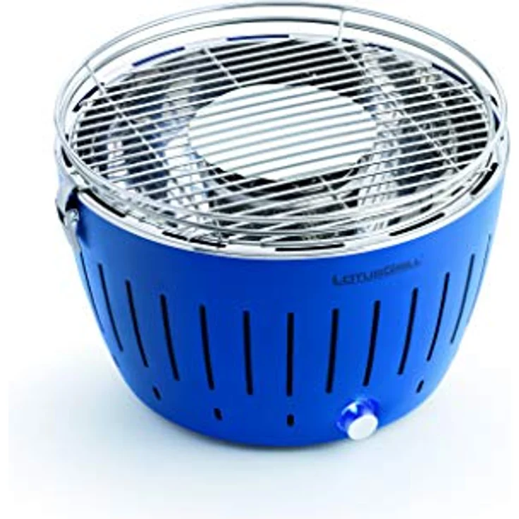 LotusGrill Starter-Set Classic 1x Grill Tiefblau mit USB-Anschluß, 1x Buchenholzkohle 2,5 kg, 1x Brennpaste 200ml, 1x Zange (Farbe nach Vorrat), 1x Transport-Tragetasche - der raucharme Holzkohlegrill – Bild 2