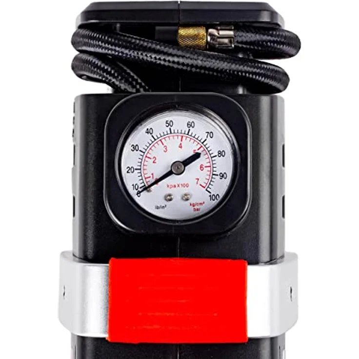 AMiO Luftkompressor 12V / 230V, 150 Psi, tragbar mit 55 cm Druckschlauch und Manometer – Bild 2