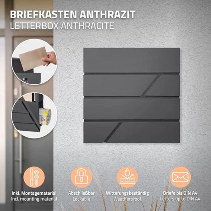 ML-DESIGN Standbriefkasten Briefkasten Postkasten mit Zeitungsfach inkl. Standfuß, Briefkastenanlage mit Ständer Silber 120cm Mailbox mit Pfosten, Edelstahl, rostfrei, wetterfest – Bild 3