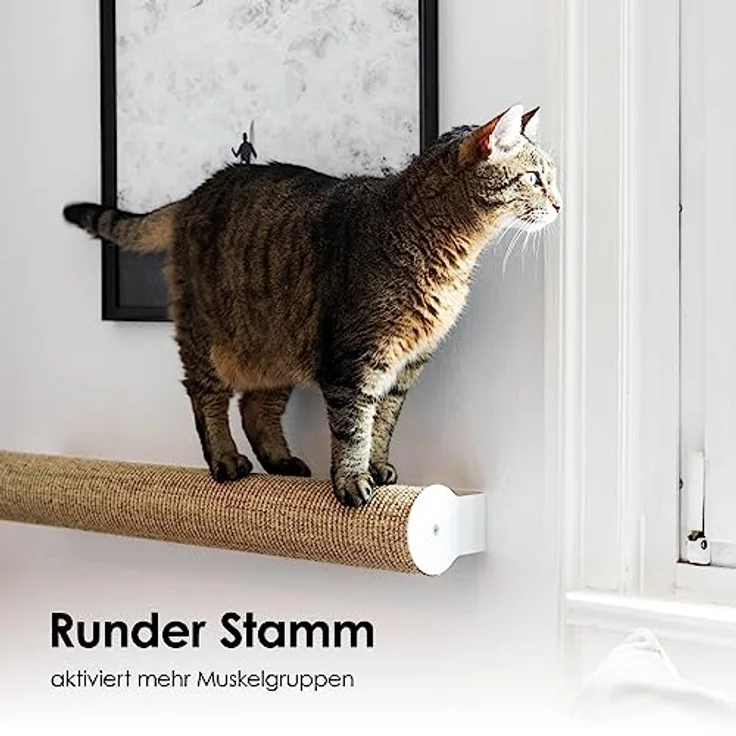 LucyBalu® CATWALK Katzen Kratzstamm für die Wand | Kratzbaum zur Wandmontage | Katzen Kletterwand Kratzmöbel | Kratzsäule für Katzen aus Sisal | Wandkratzbaum | Naturkratzbaum | Sisalstamm | Anthrazit – Bild 3