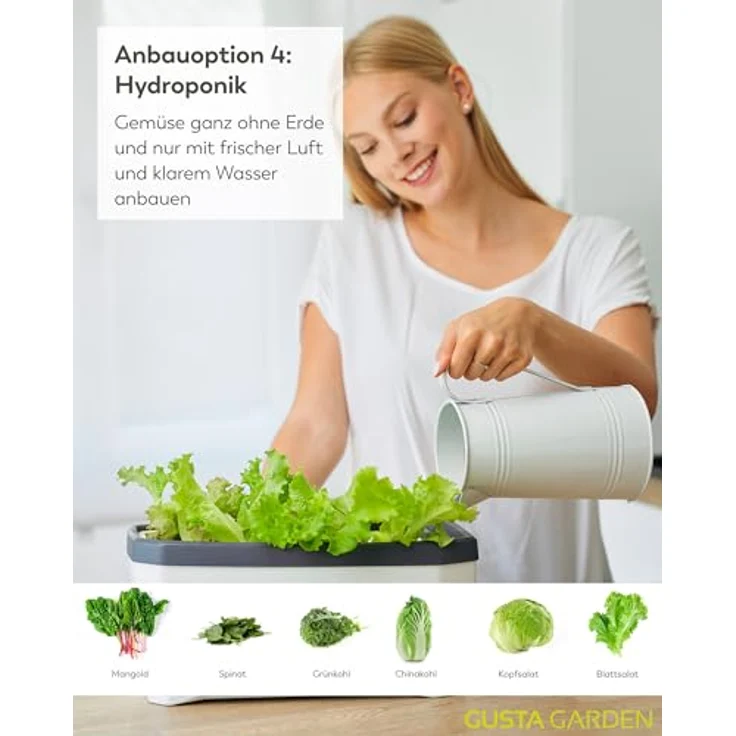 Gusta Garden Kräutertopf Harry Herbs mit integriertem Bewässerungssystem, 5,5 Liter, weiß – Bild 7
