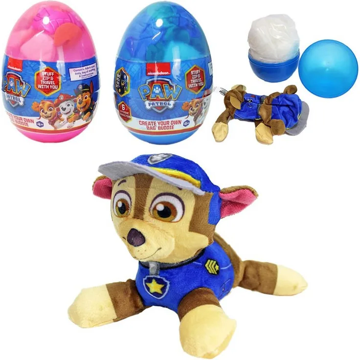 BEMIRO Tierkuscheltier Paw Patrol Kuscheltier Set ohne nähen, Auswahl aus Blau, Rot und Rosa, ca. 17 cm