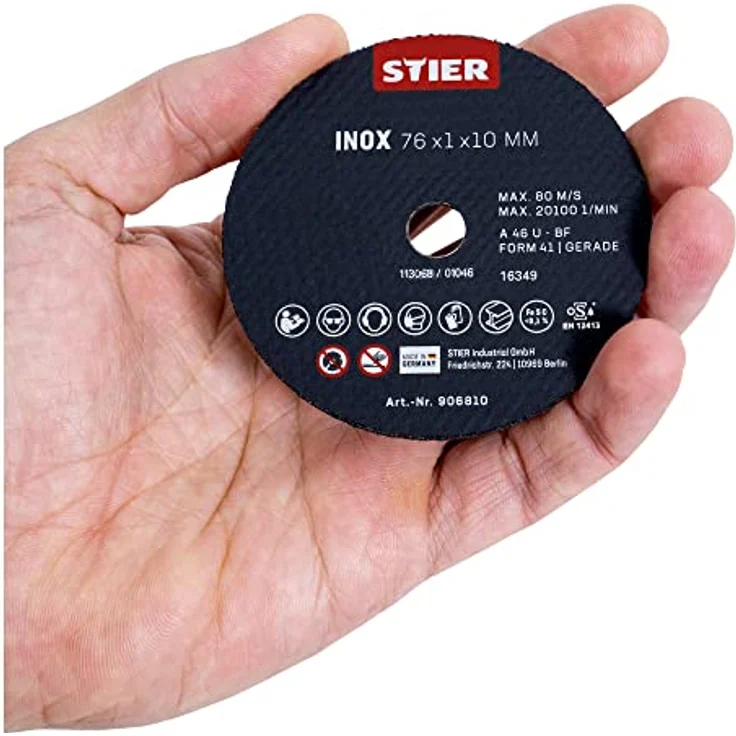 STIER Trennscheibe Edelstahl/Inox 76 x 1 x 10 gerade 10 Stk, extra hohe Lebensdauer, geringer Funkenflug – Bild 3